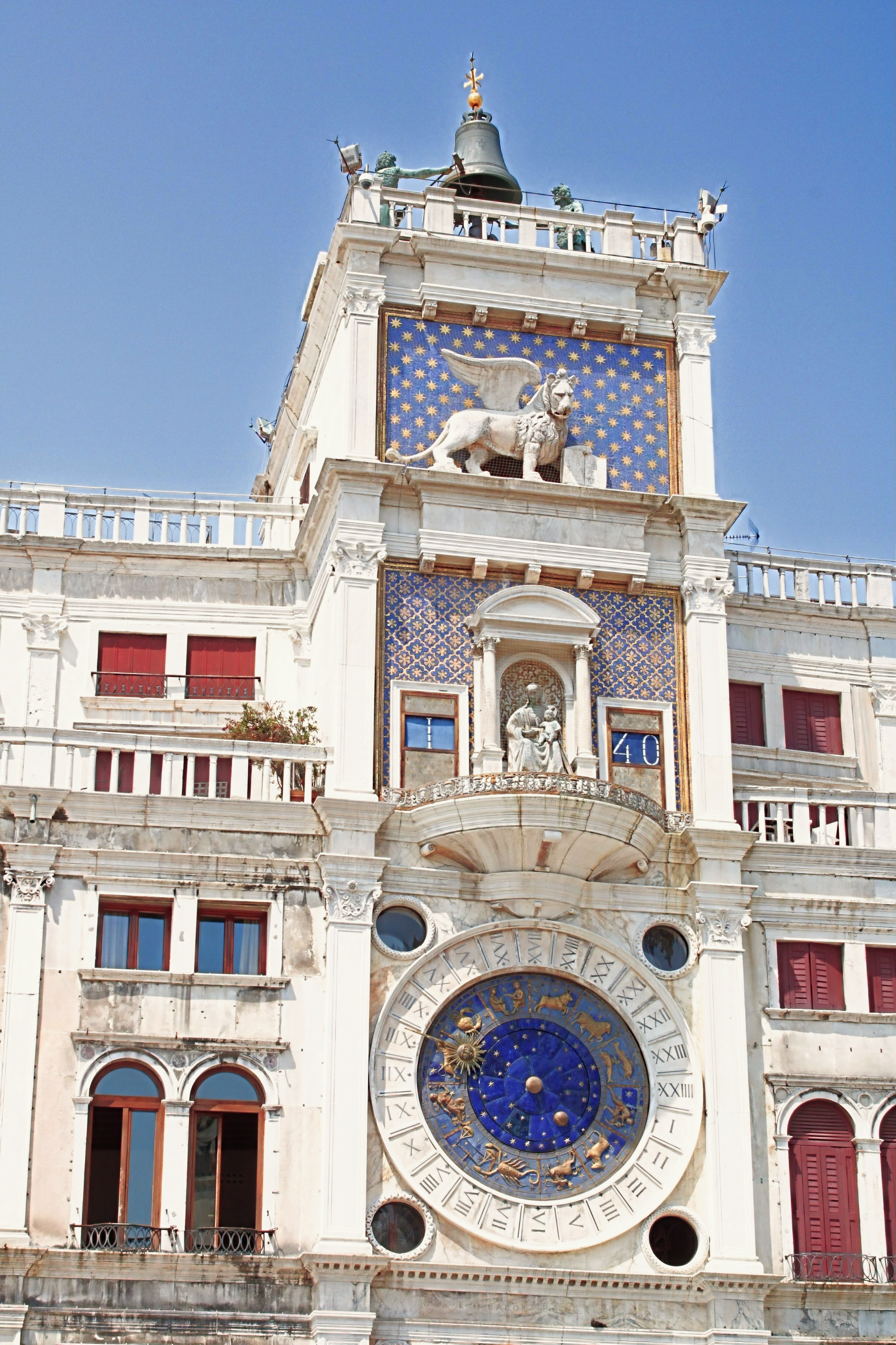 Torre dell'Orologio on Piazza San Marco, the clock face and the two Moors on the roof