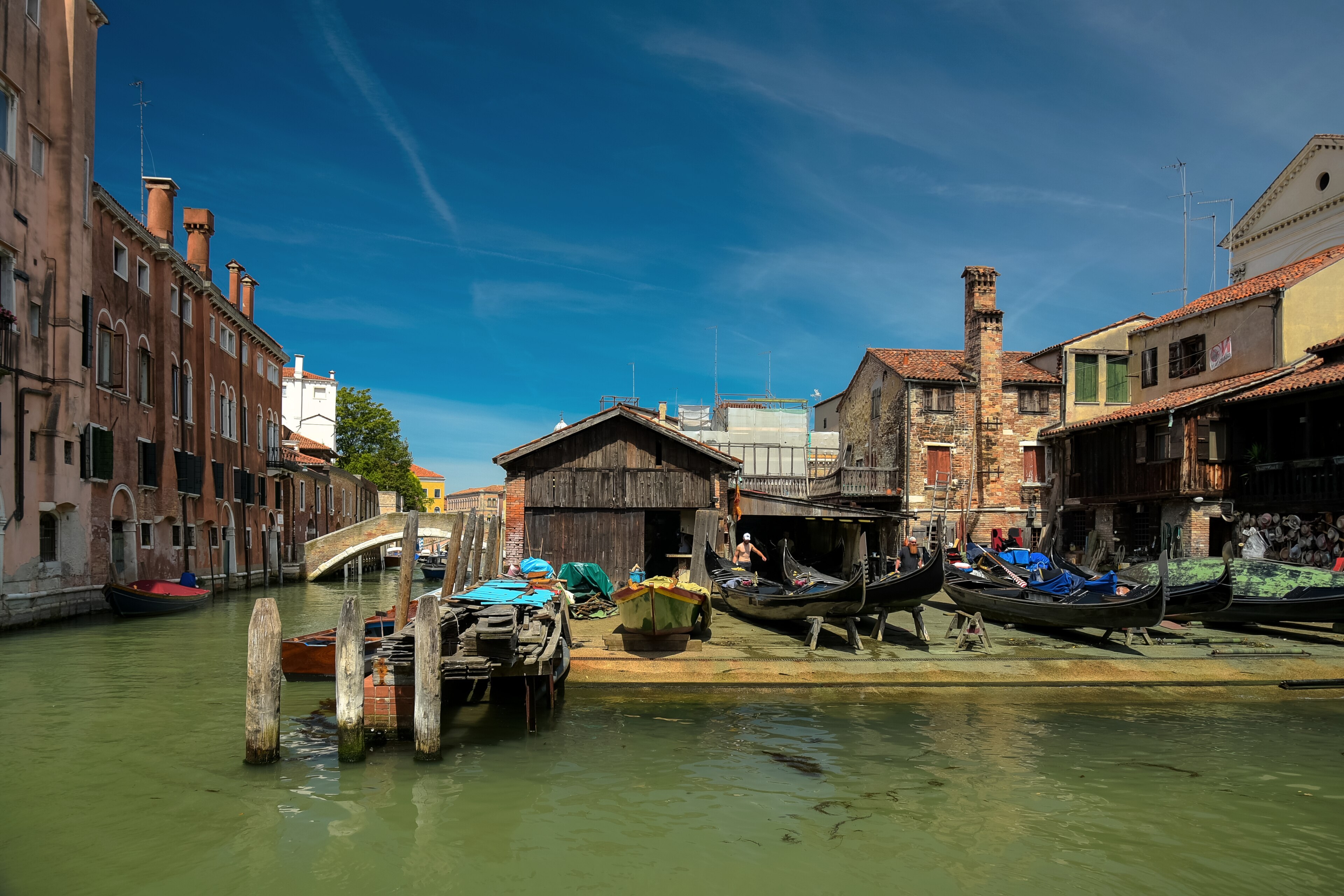 Squero di San Trovaso on the rio, wooden sheds where gondolas are still built